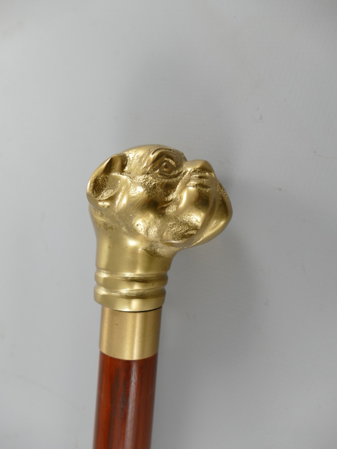 Spazierstock Hund Messing brüniert L.94cm