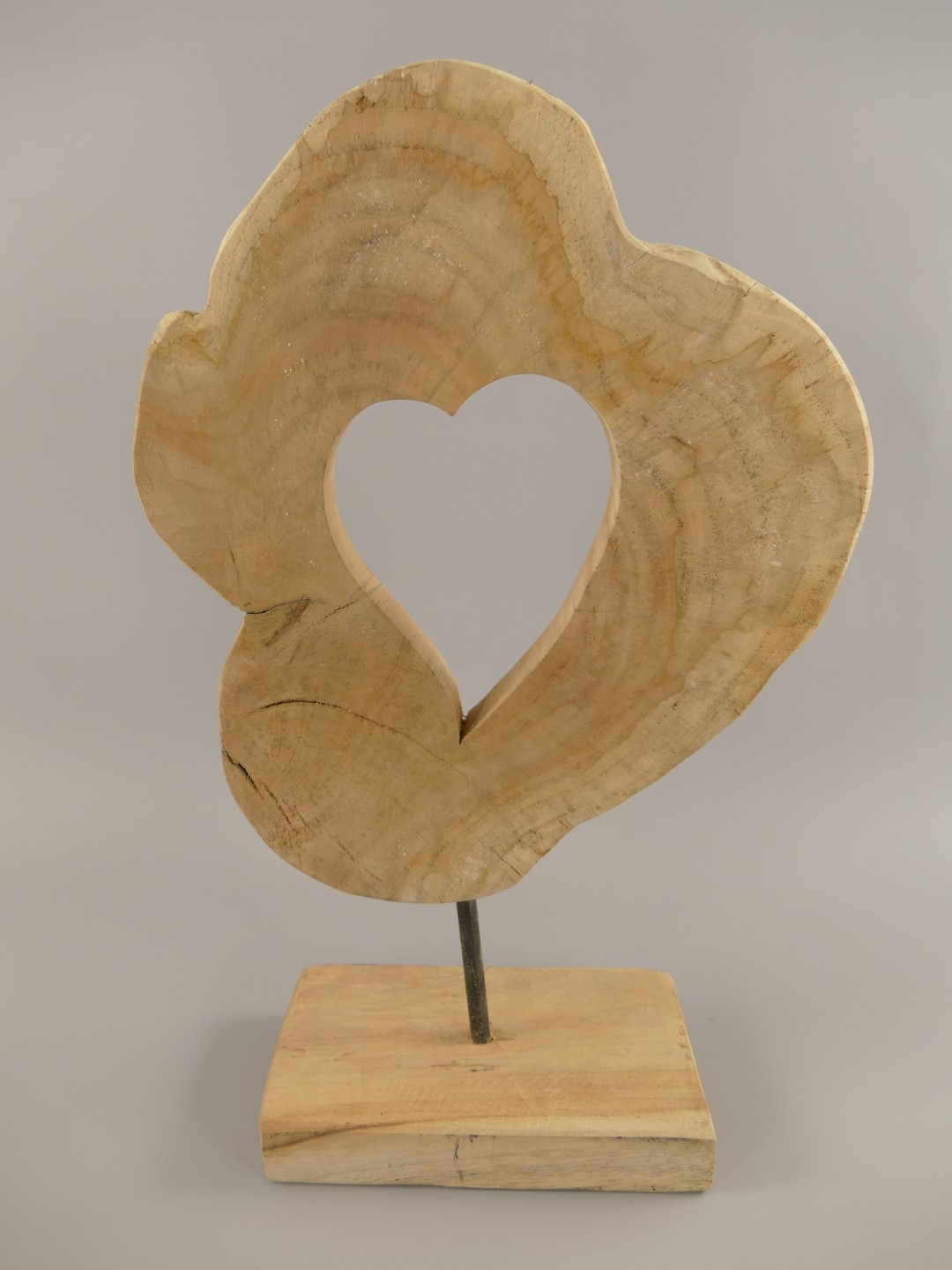 *NT Deko Herz(Innen seite)Teak Holz/Eisen H.46cm