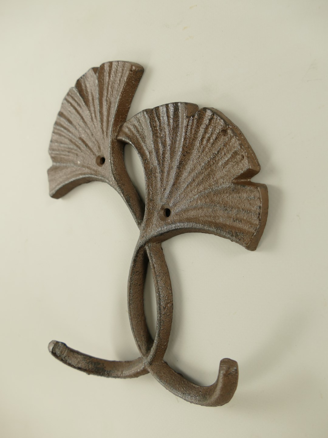 Wandhaken Blatt Gußeisen rustikal braun H.21cm