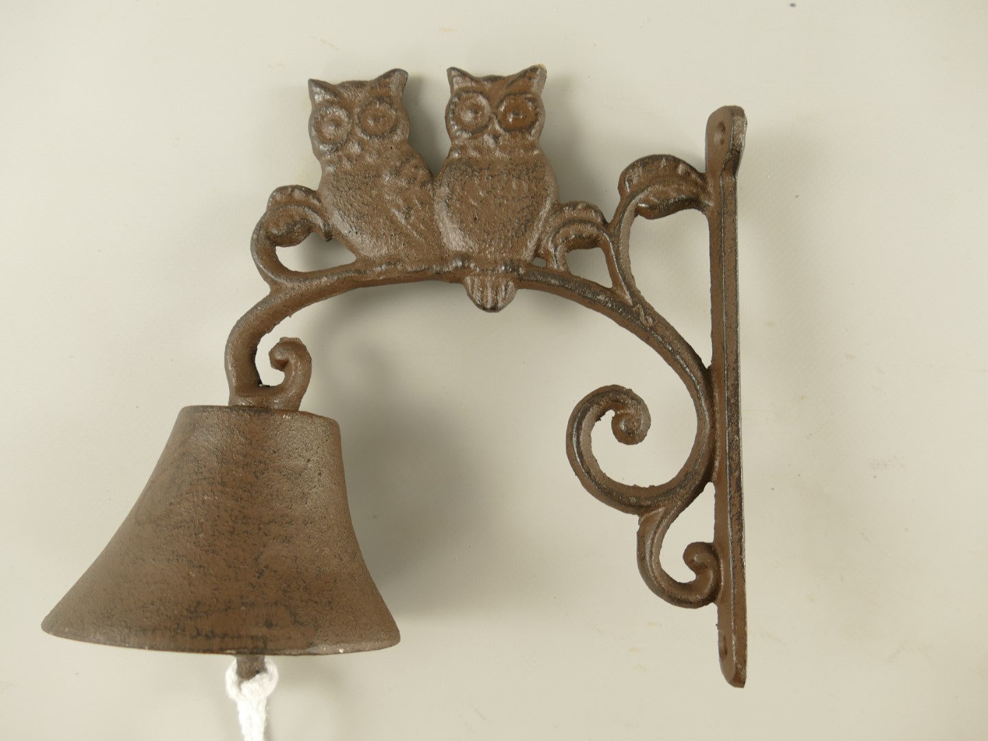 Wandglocke Eule Gußeisen rustikal braun H.18cm