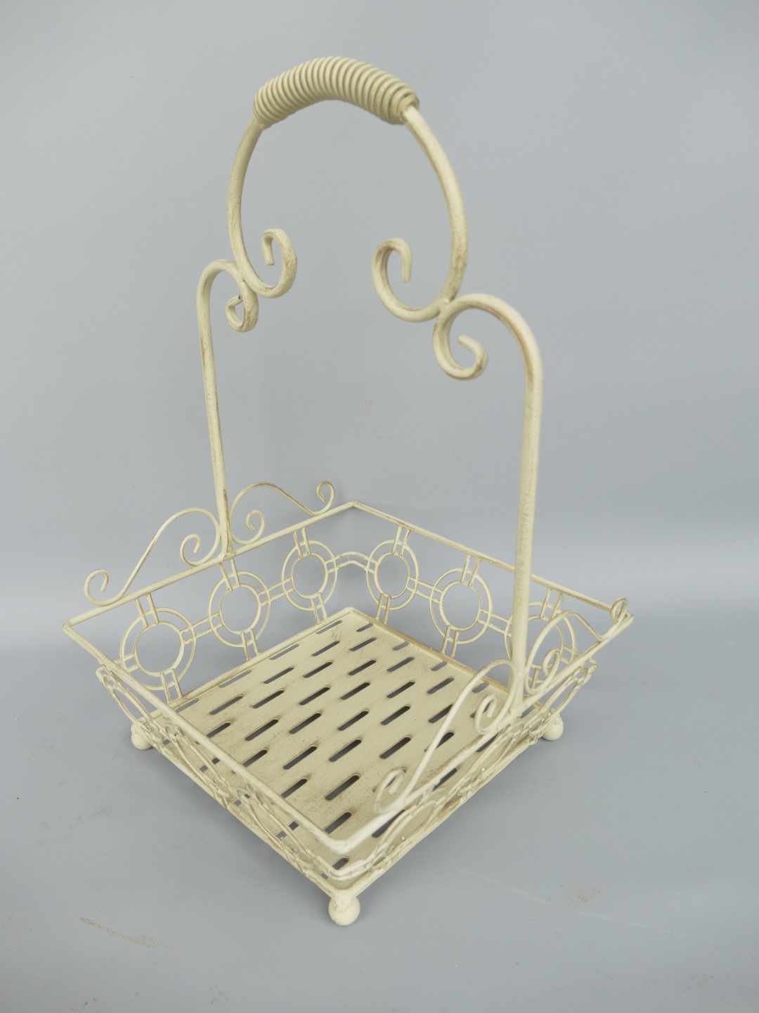 Korbset Eisen rustikal weiss H.50/43cm Set/2