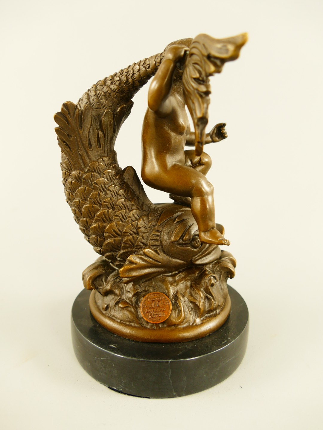 *RAUS*PREIS* Figur Bronze Kind mit Fische H.16cm
