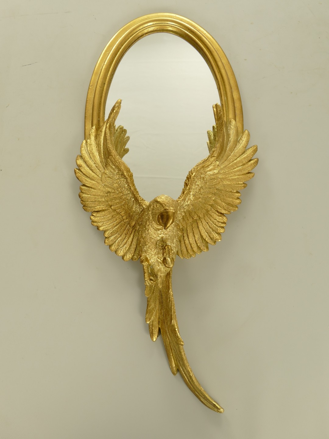 Wandspiegel Papageien Polystein gold H.59cm