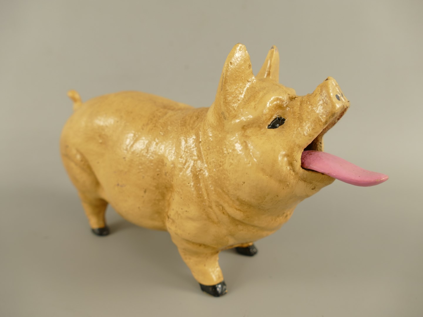 Spardose(Mechan.)Figur SCHWEIN Eisen L.21cm