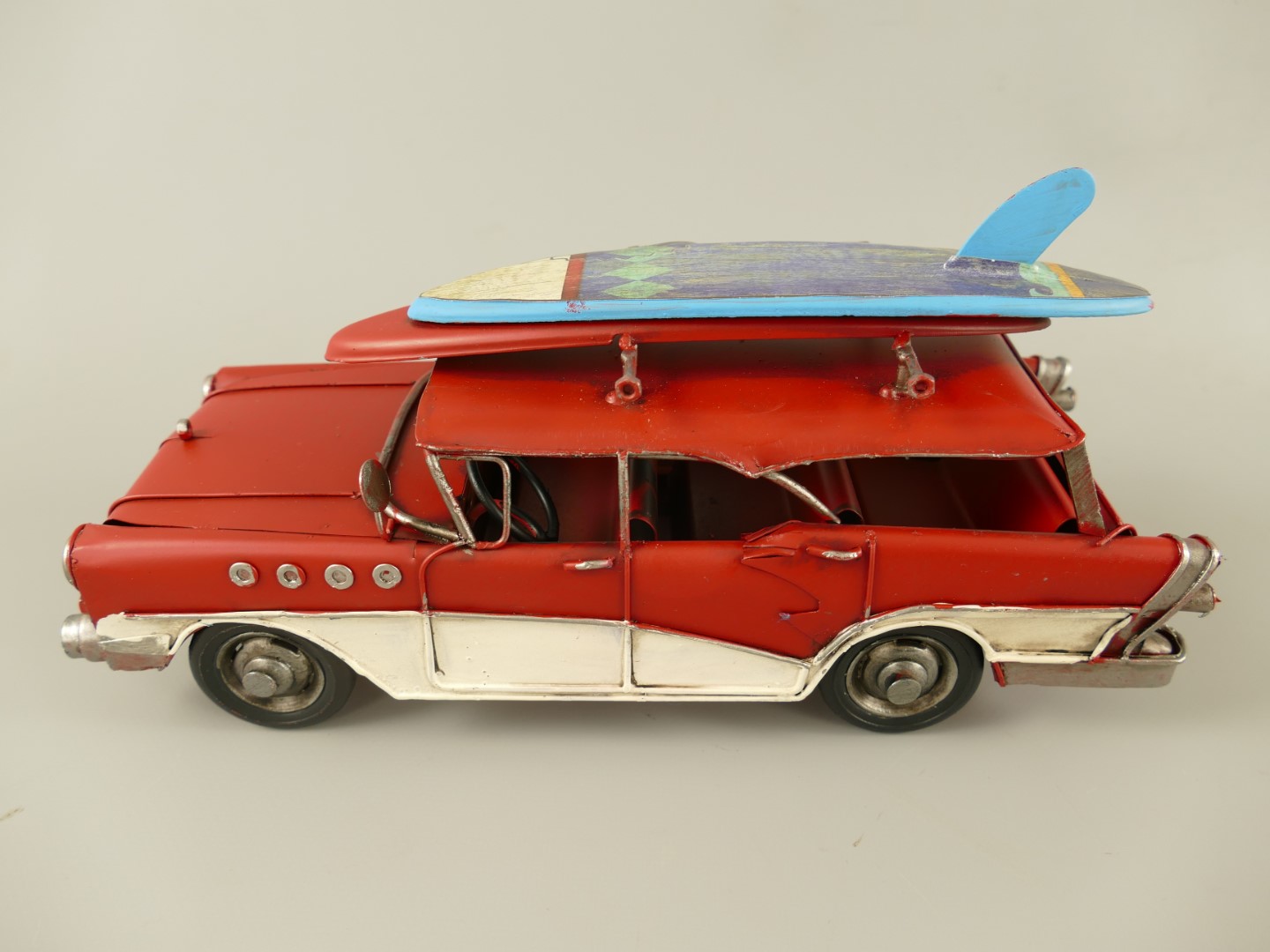 *ANG. Auto mit Surfbrett Antik Eisen L.28cm
