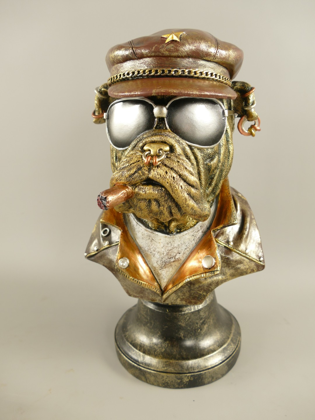 Figur Polystein Steampunk Hund farbig H.34x20cm