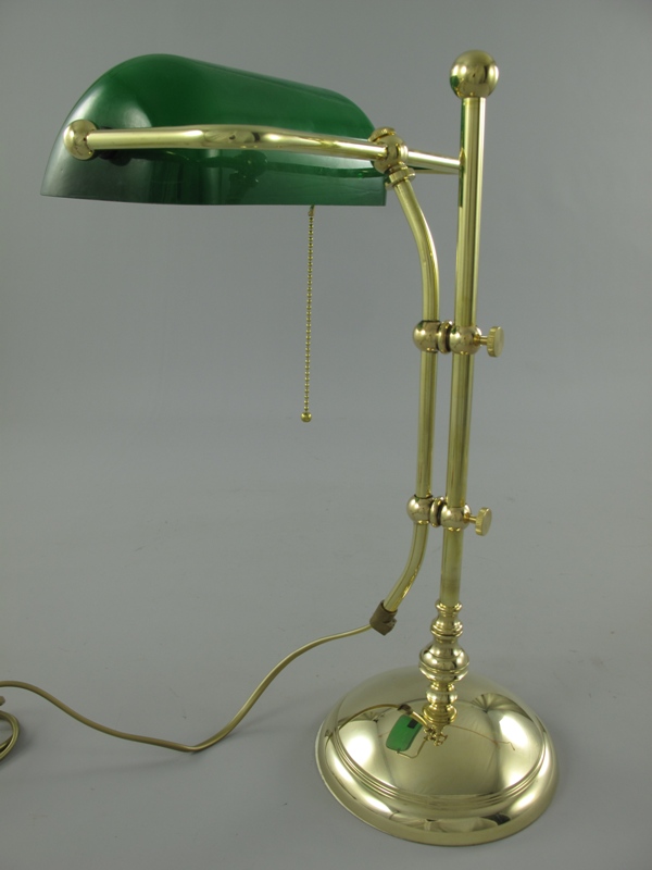 Bankerslampe Messing Glas grün H.45cm