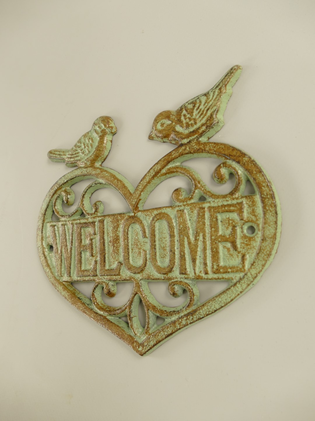 Wandschild Eisen Welcome farbig H.18cm