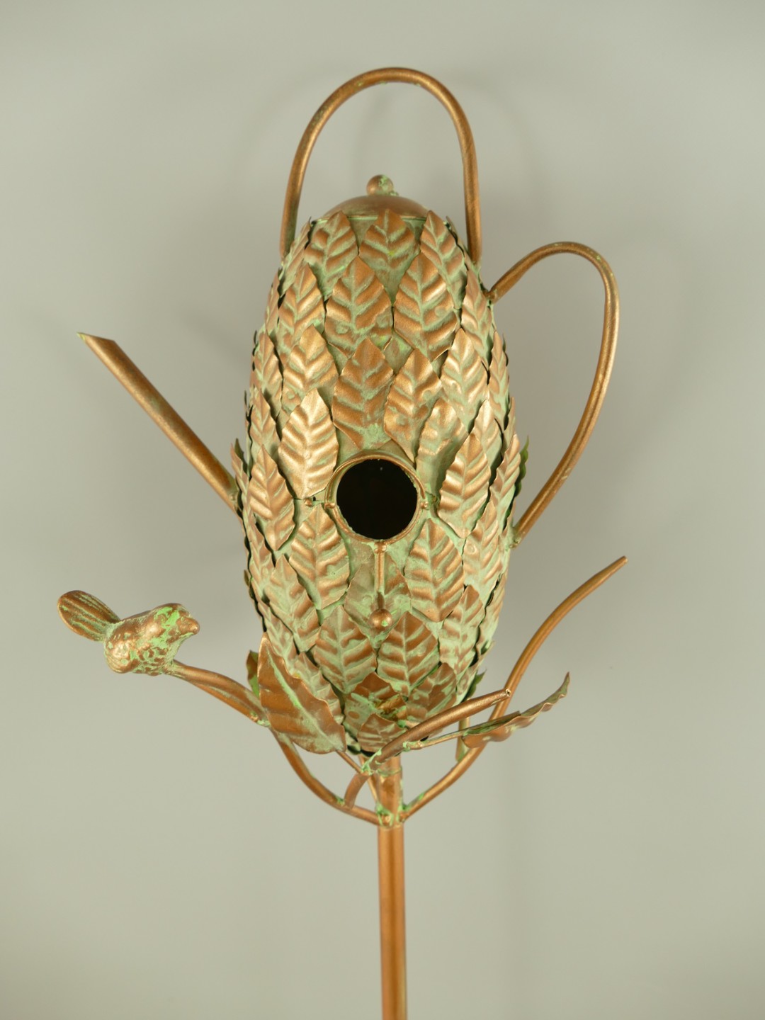 Vogelhaus Gießkanne Ständer Kupfer farbig H.170cm