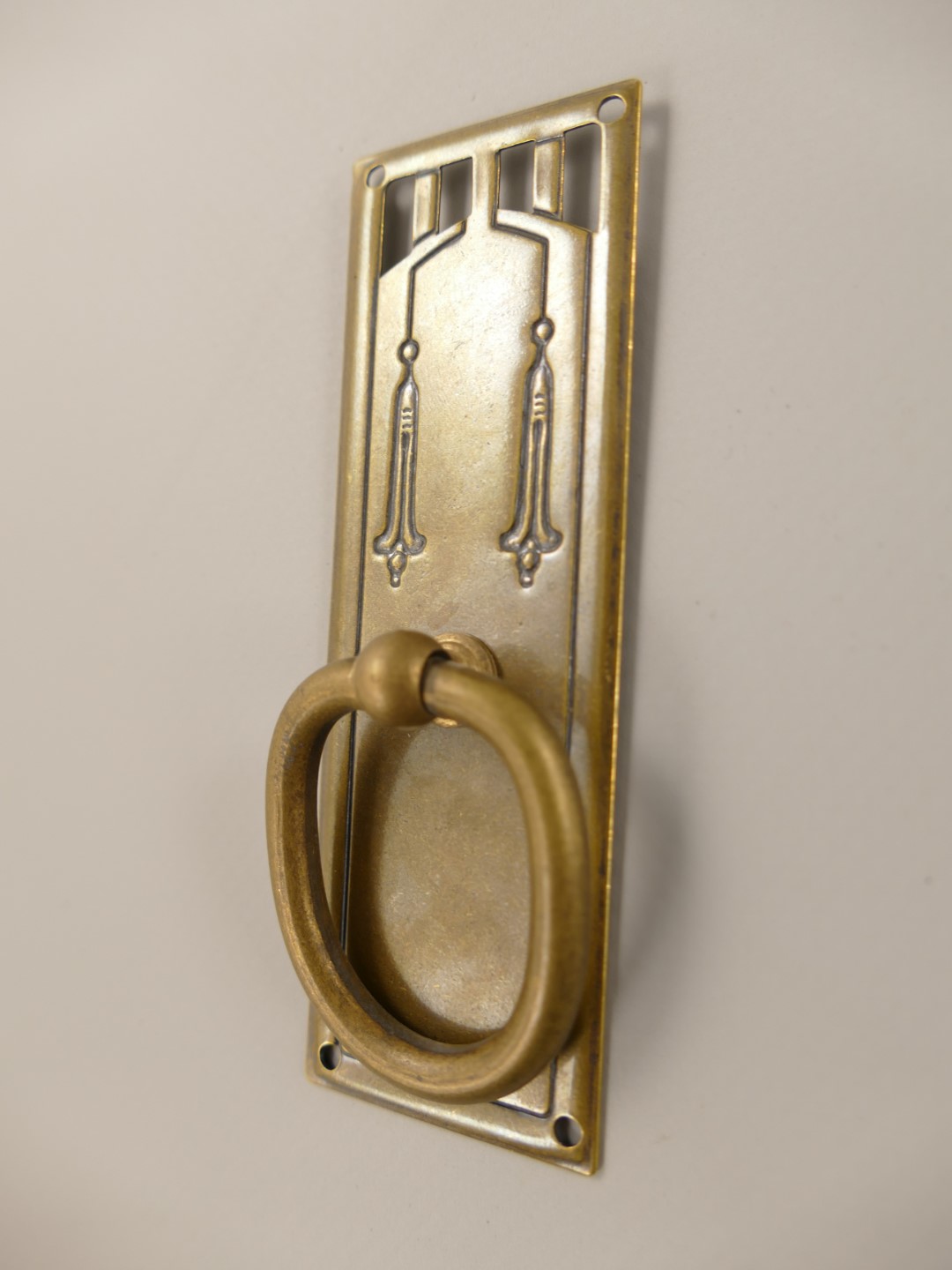 Ringbeschlag Messing brüniert ohne Loch 32x95mm