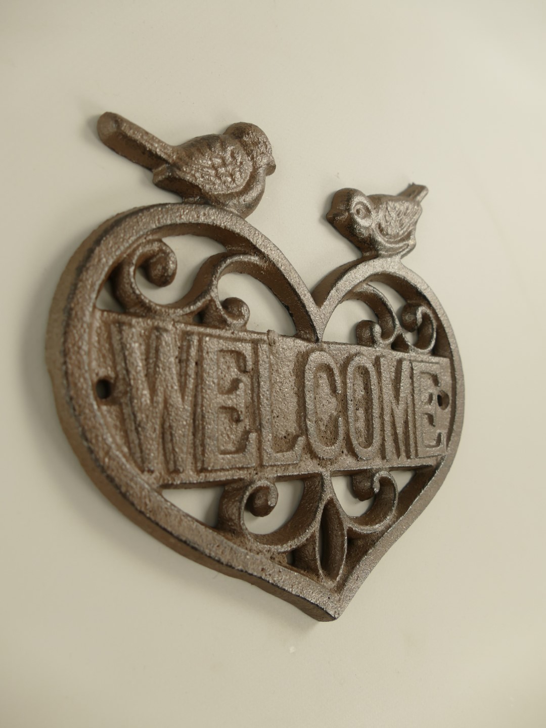 Wandschild Eisen Welcome rustikal braun H.18cm