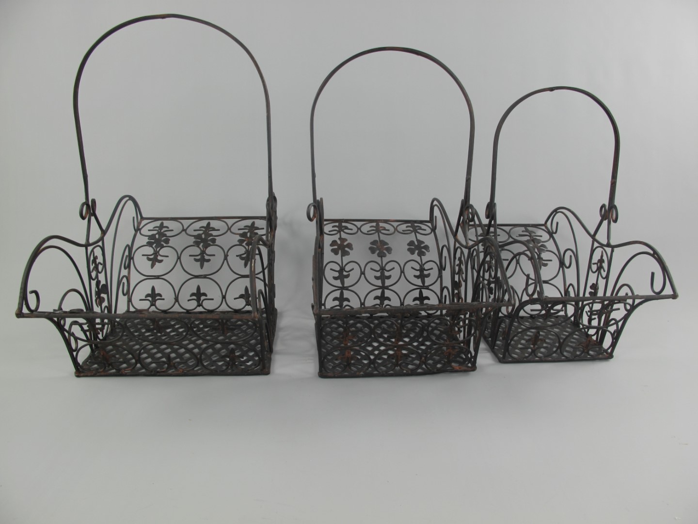 Korbset Röst-braun Eisen H.38/41/43-L.41/44/47cm