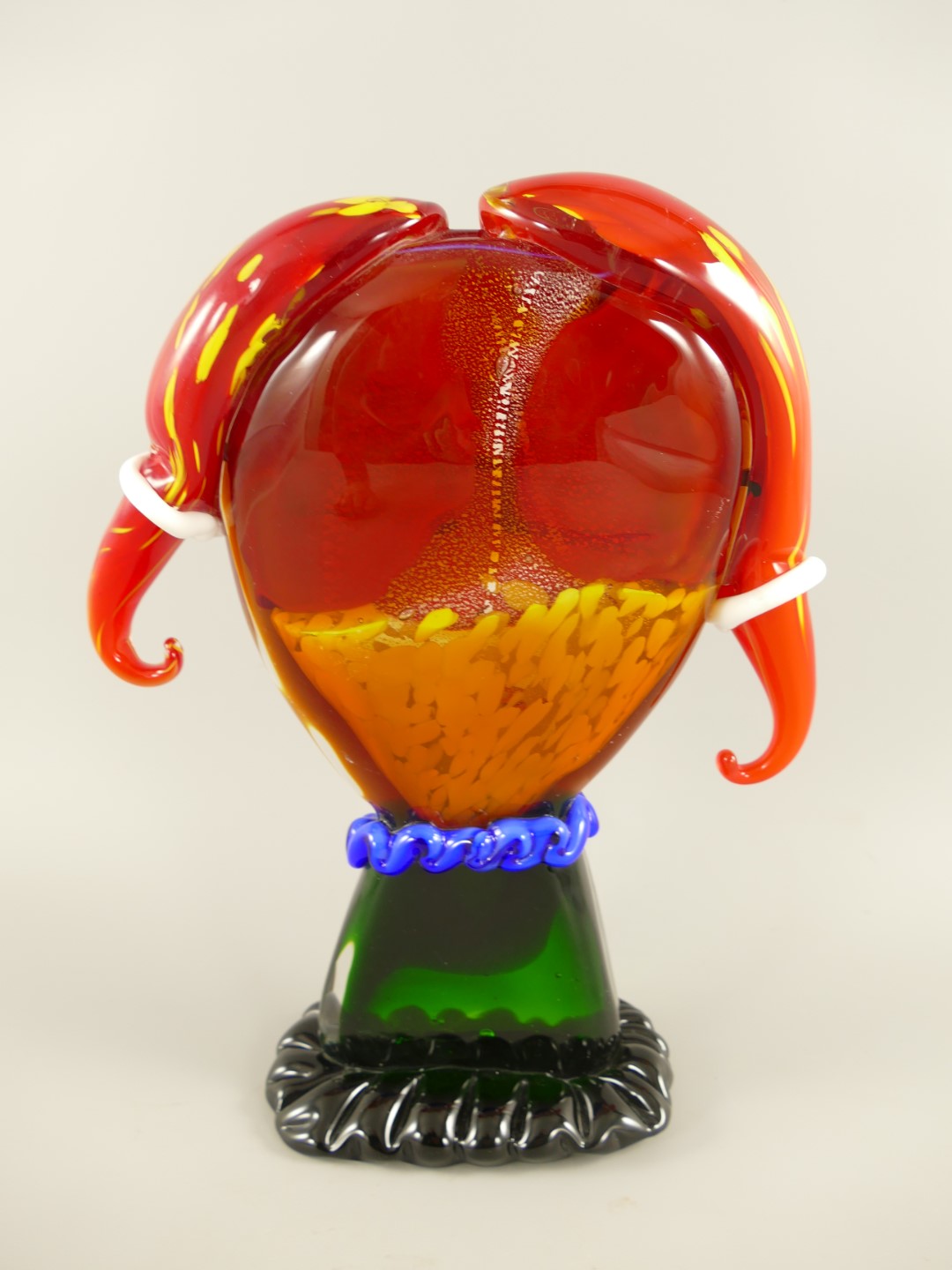 Glas Skulptur Gesicht farbe H.33x26cm