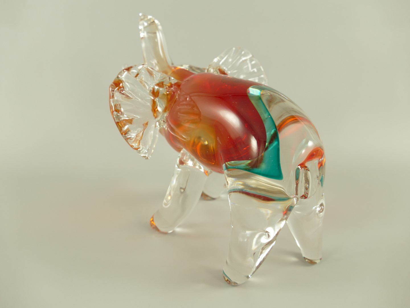 *ANG. Glasfigur Elefant farbe L.29x23cm