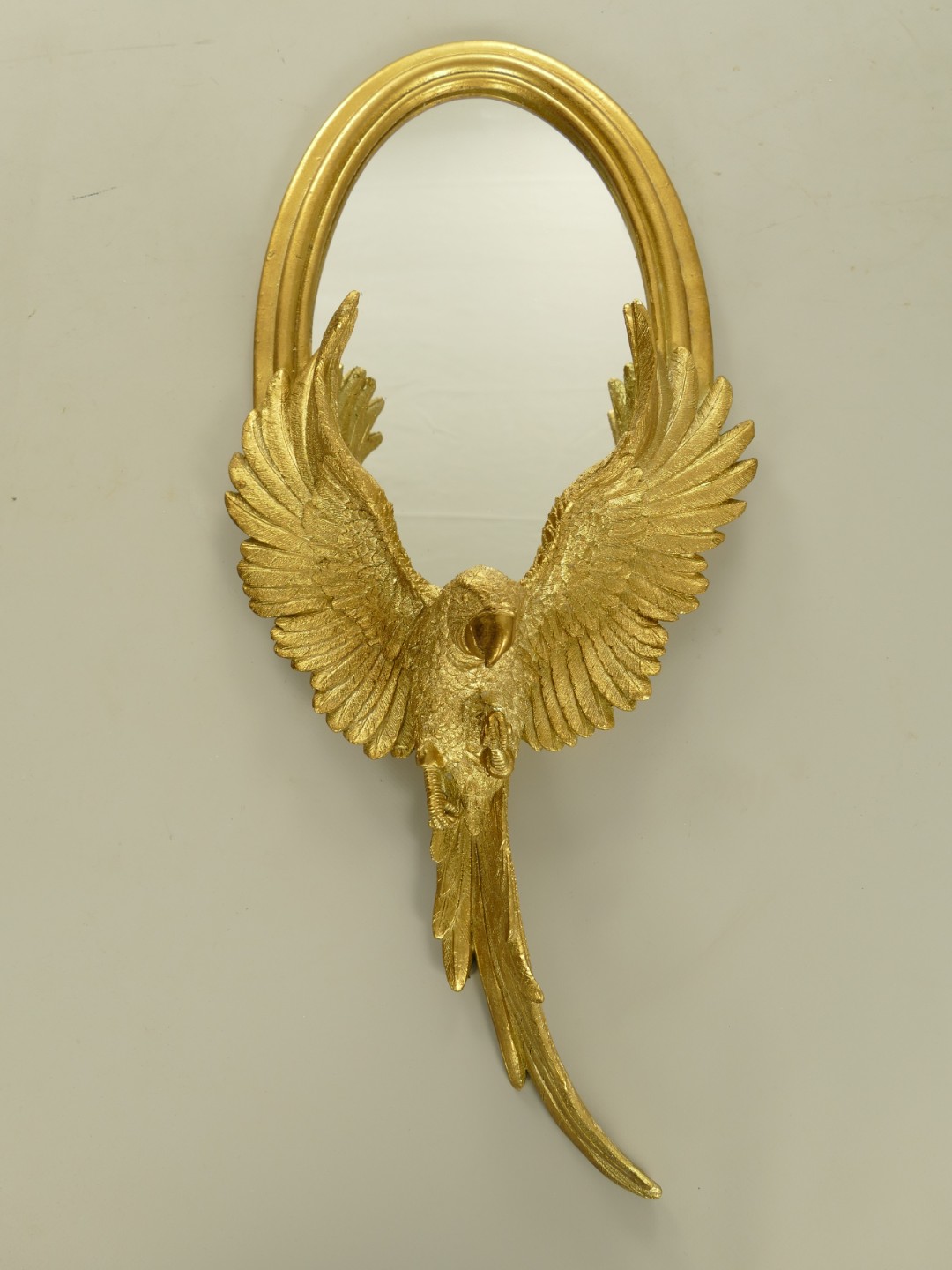 Wandspiegel Papageien Polystein gold H.59cm