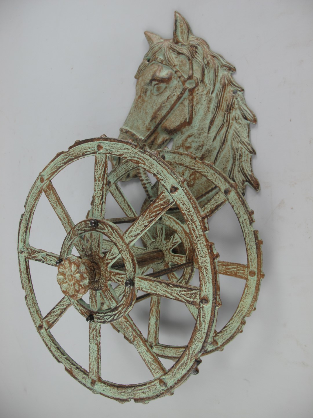 Schlauchhalter Gußeisen farbig Pferd H.51cm