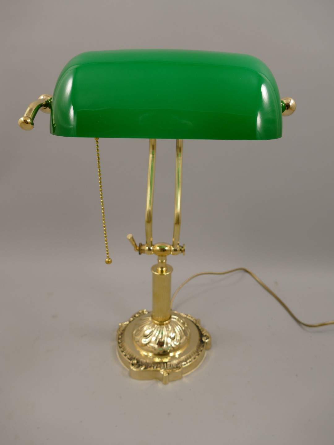 Bankerslampe Messing Glas grün H.45cm