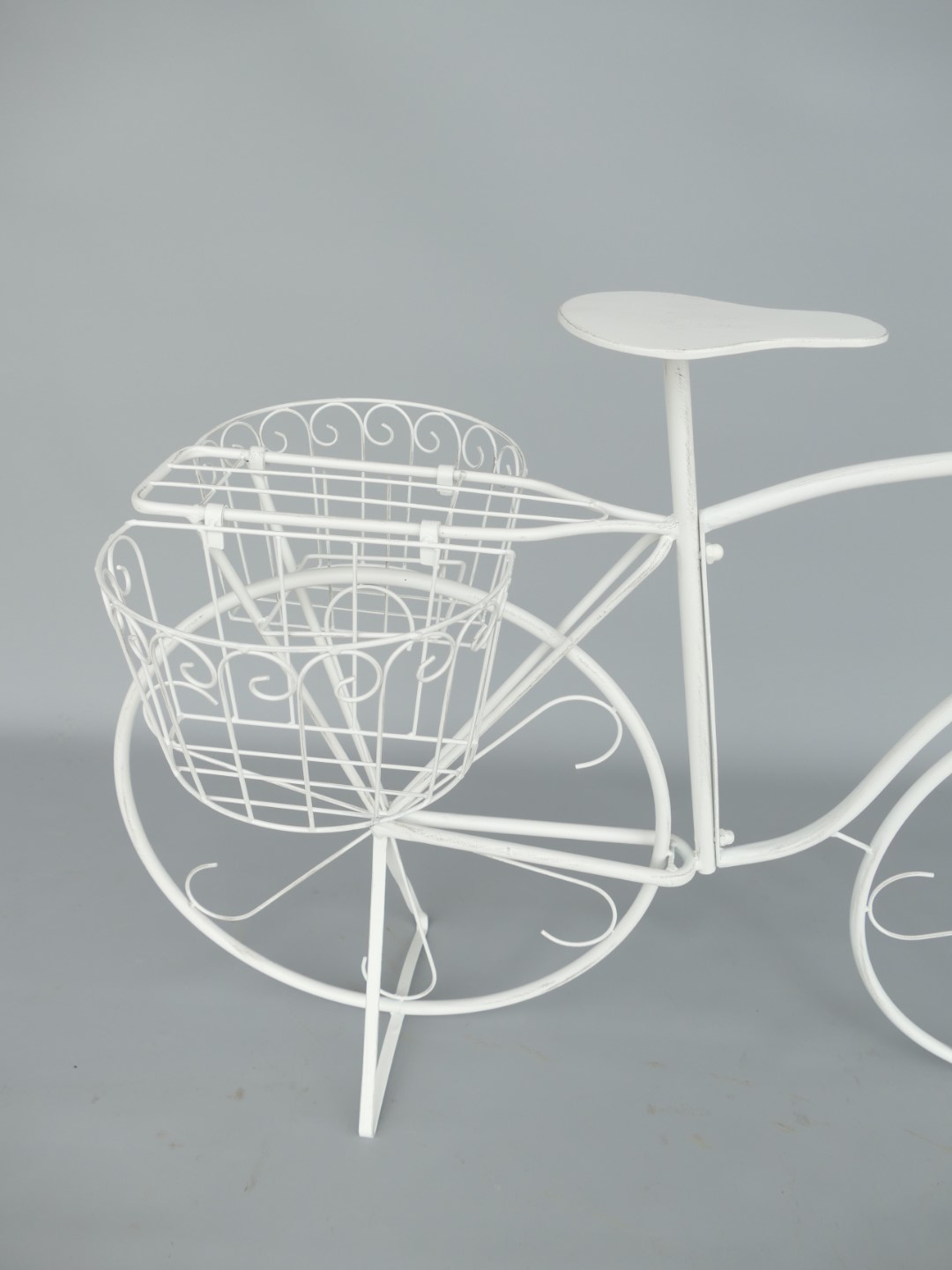 (*S) Blumen FAHRRAD rustik weiss L.112cm