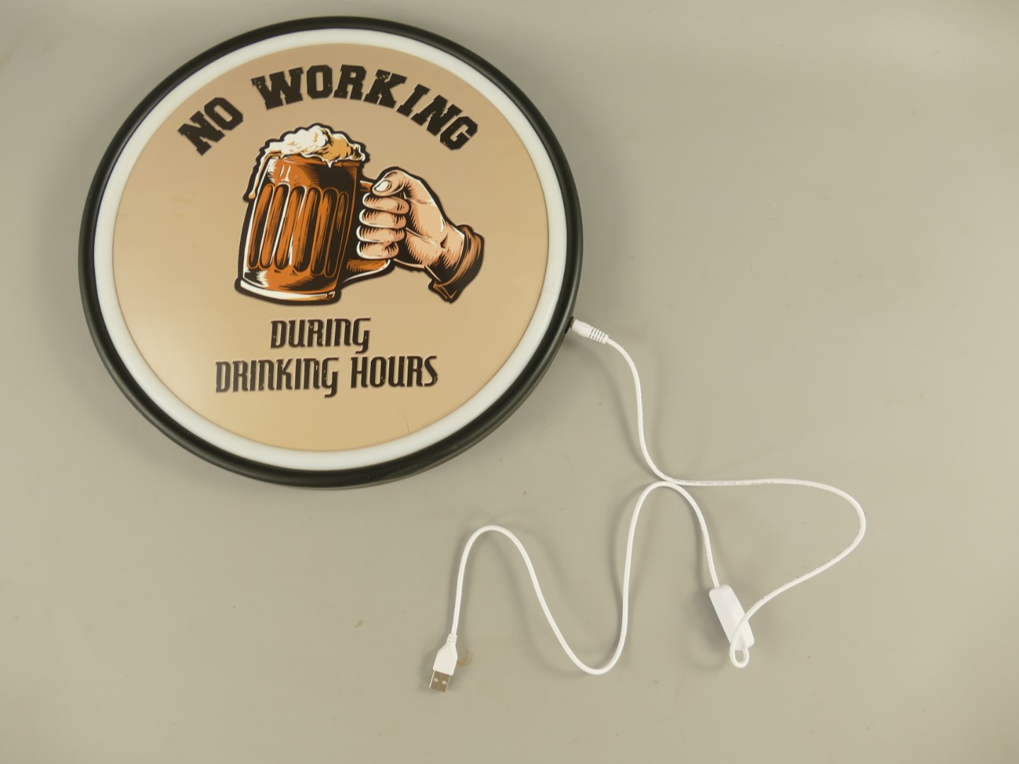 Wandschild(Gestanzt) mit Led Drinking Hours D.38cm