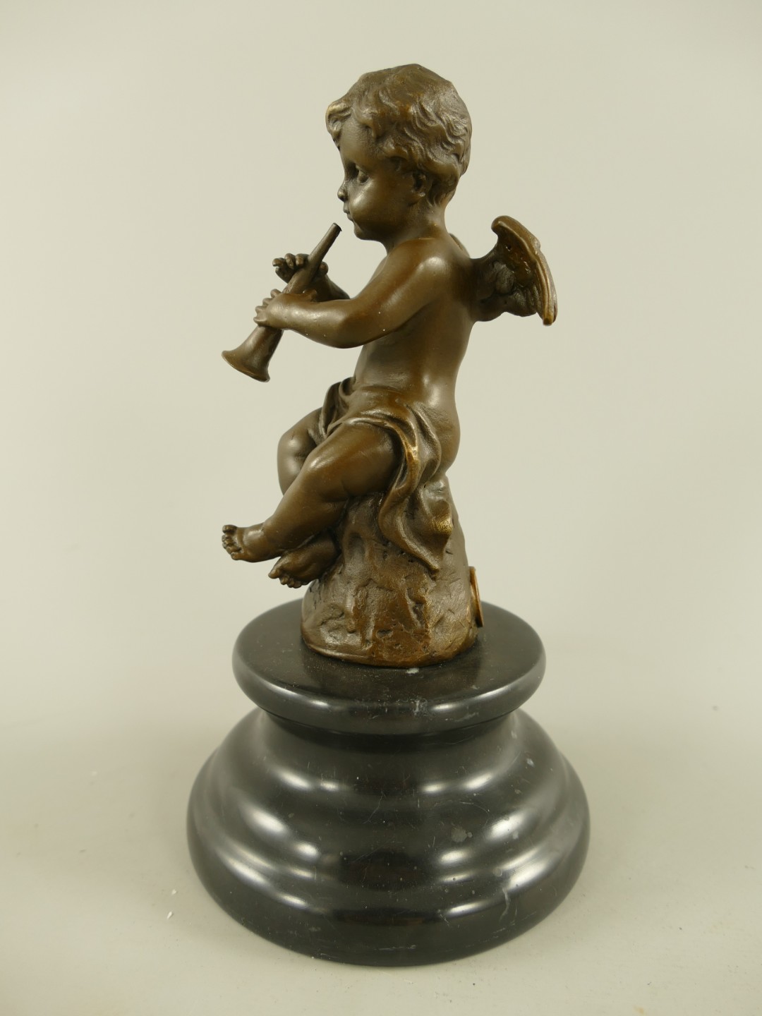 Figur Bronze Engel mit Trompete  H.18x10cm