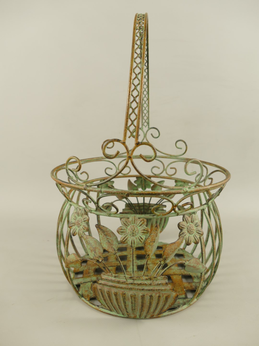 Korbset Eisen grün Set/2 H.32/38cm