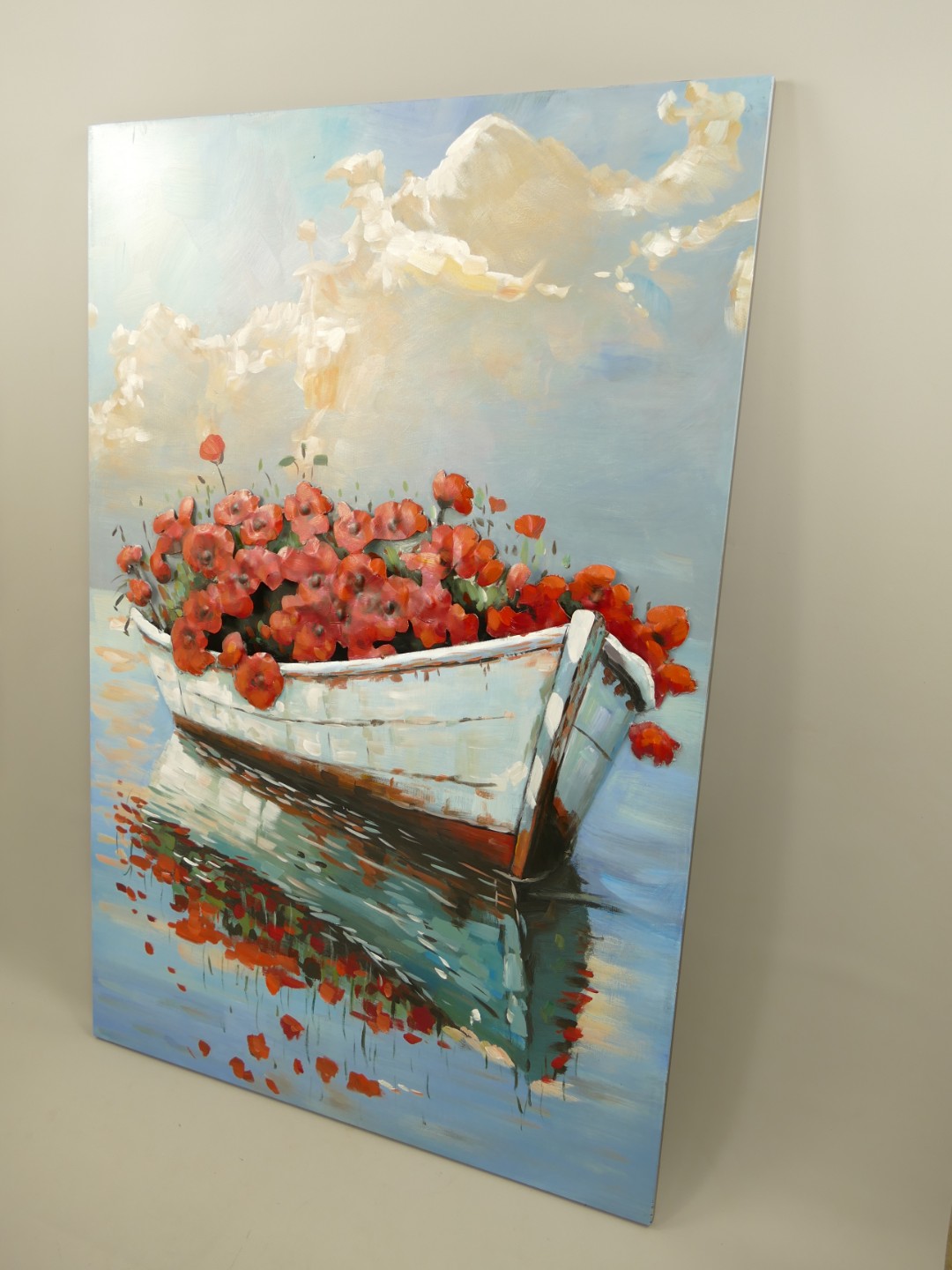 (*) Metallbild (3D) Eisen Schiff blumen H.120x80cm