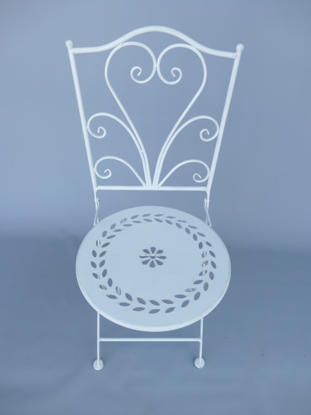 *NT 2xStuhl/Tisch(60) H.92cm Eisen rust. WEISS SET