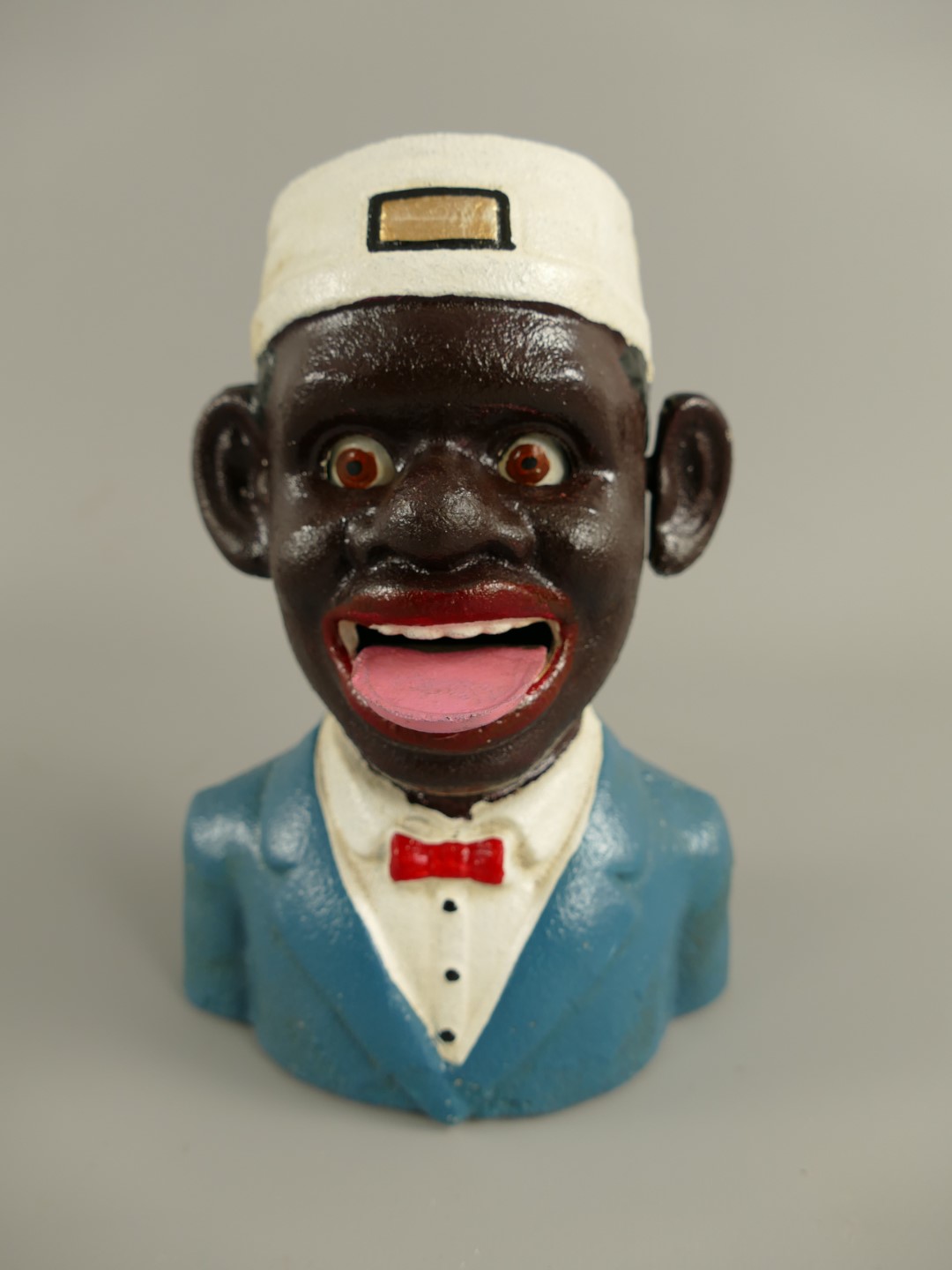 Spardose(Mechan.) Figur Eisen H.18x13cm