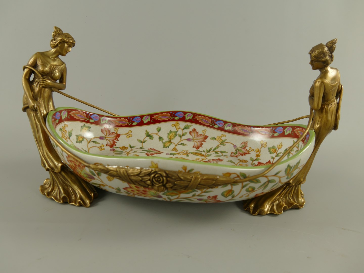 Schale FARBE Porzellan/Messing L.40x21cm
