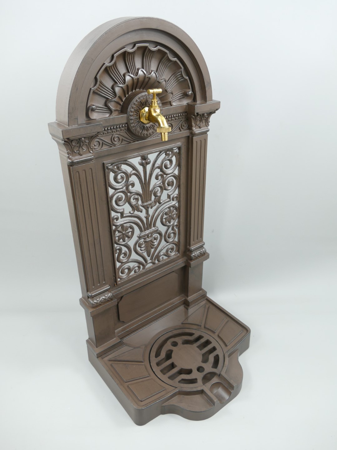 Stehbrunnen Alu Guß rustikal braun H.83x40cm