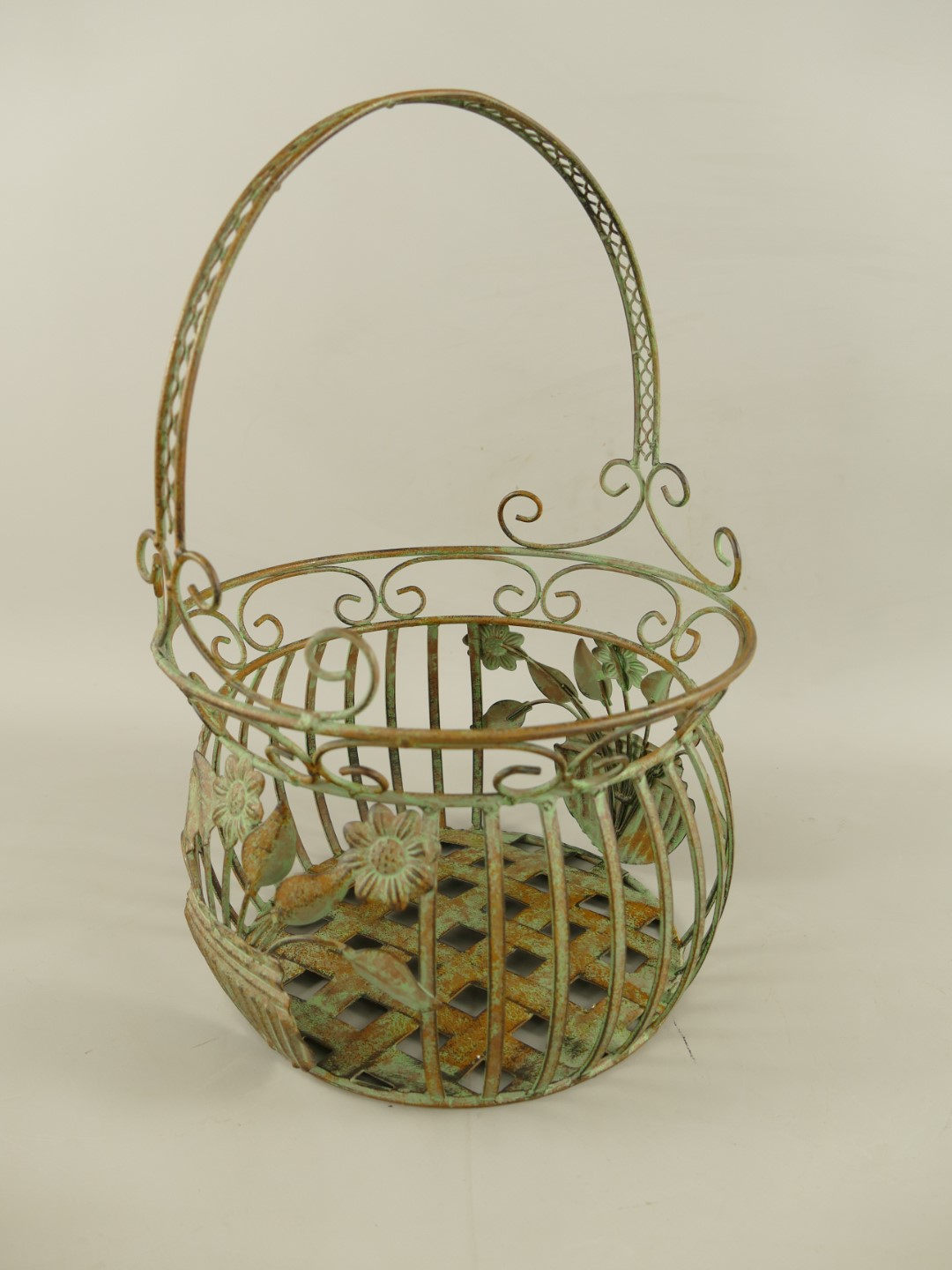 Korbset Eisen grün Set/2 H.32/38cm
