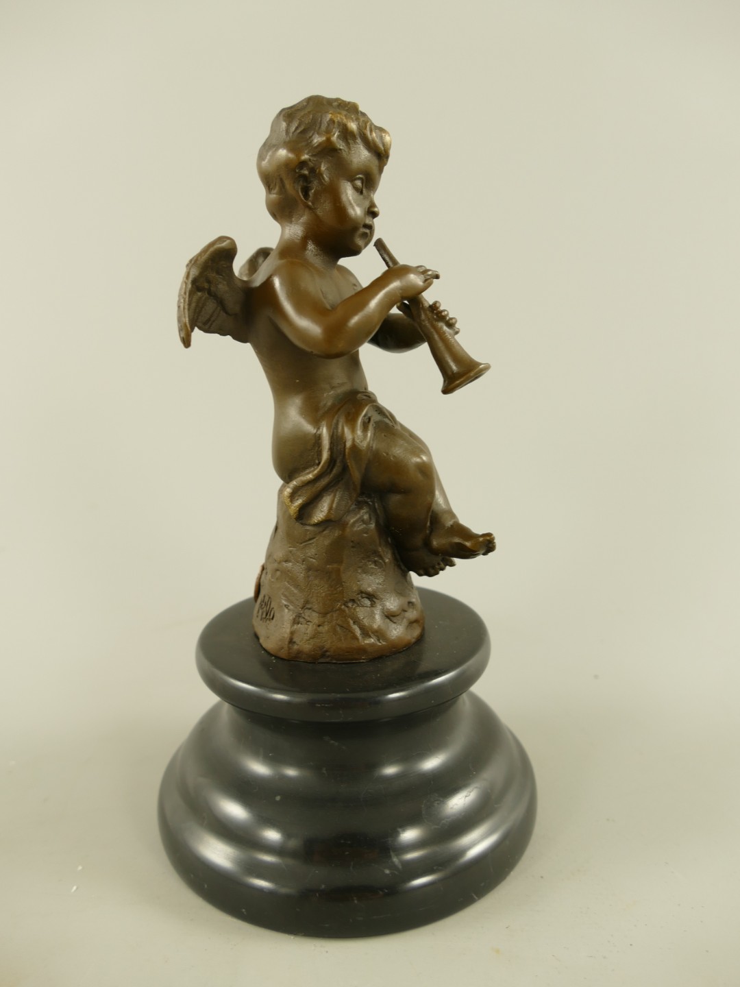 Figur Bronze Engel mit Trompete  H.18x10cm