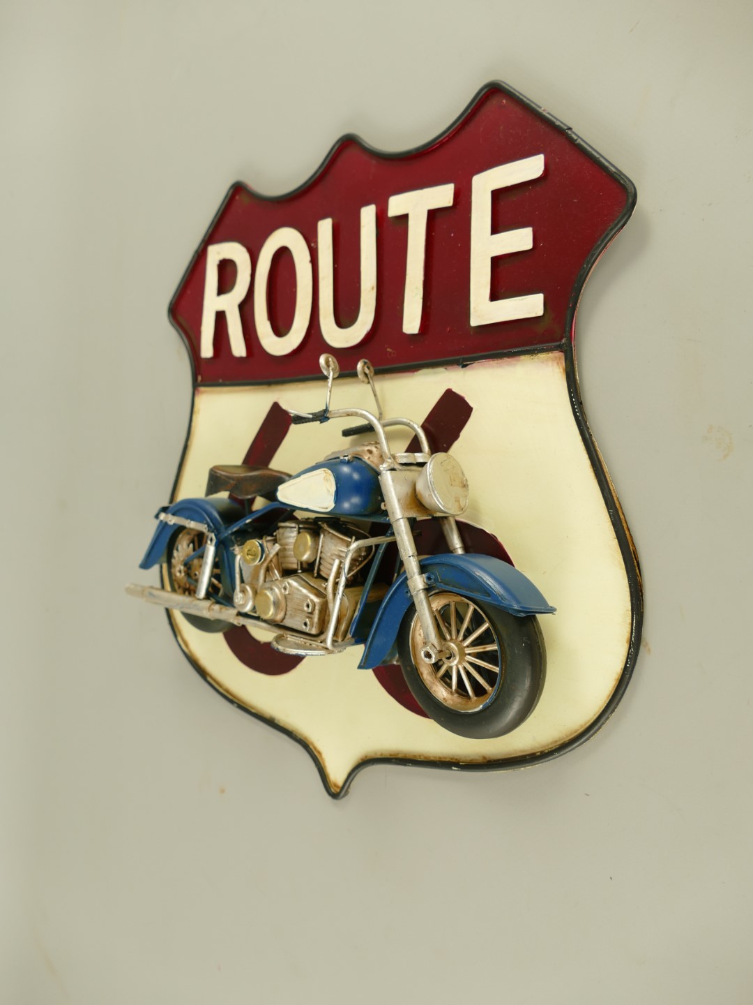 *ANG. Wandschild Route*66 Motor Eisen H.33x32cm