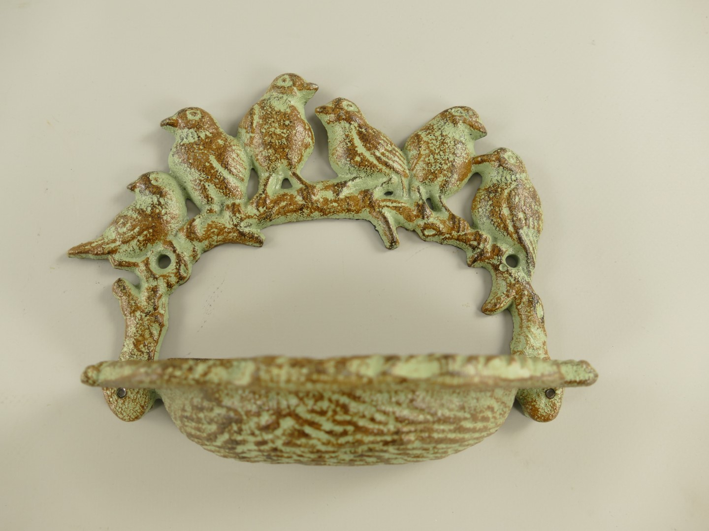 Vogeltränke Gußeisen Wand farbig L.18cm
