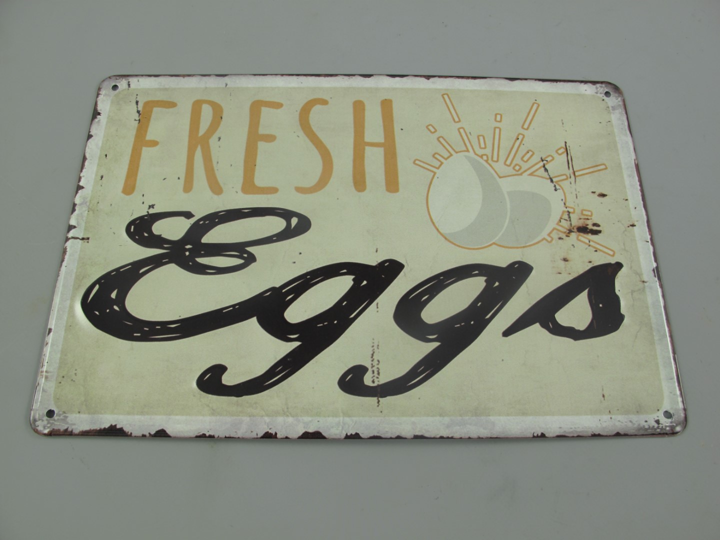 Wandschild(Gestanzt) Eisen Fresh Eggs L.30x20cm