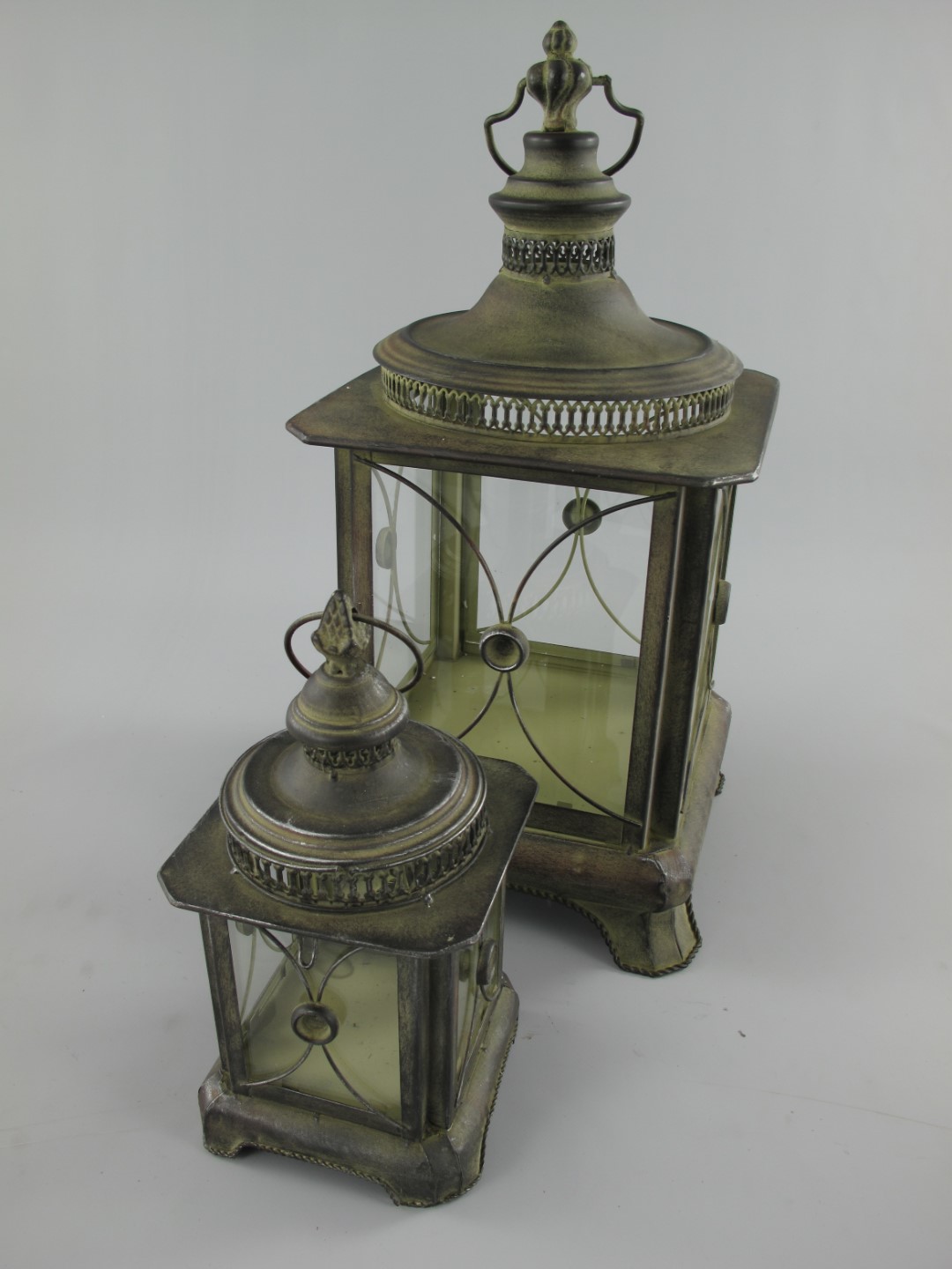 (*)Laterne(Eckig) rustik. Eisen Set/2 H.58/33cm