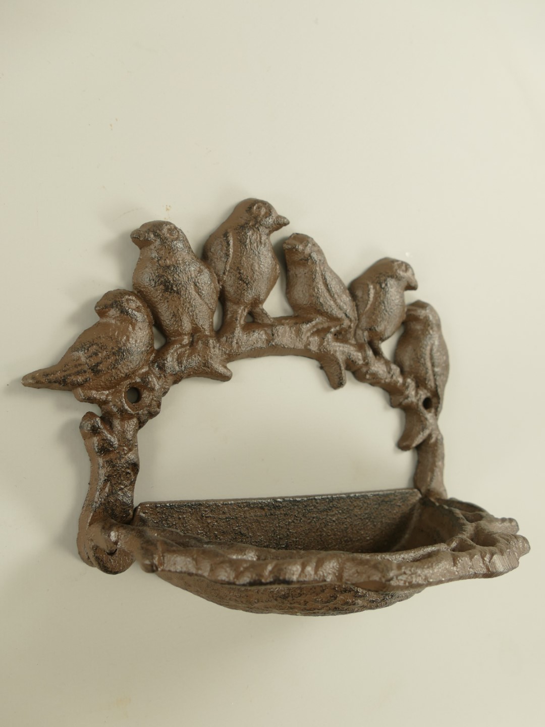 Vogeltränke Gußeisen Wand rustikal braun L.18cm