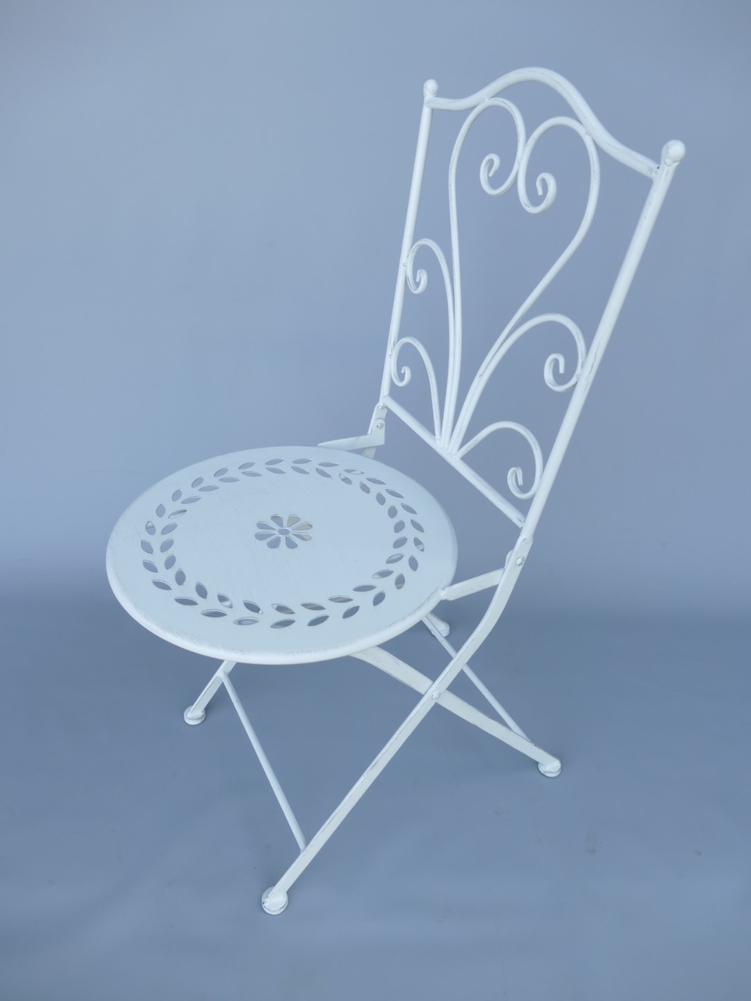 *NT 2xStuhl/Tisch(60) H.92cm Eisen rust. WEISS SET