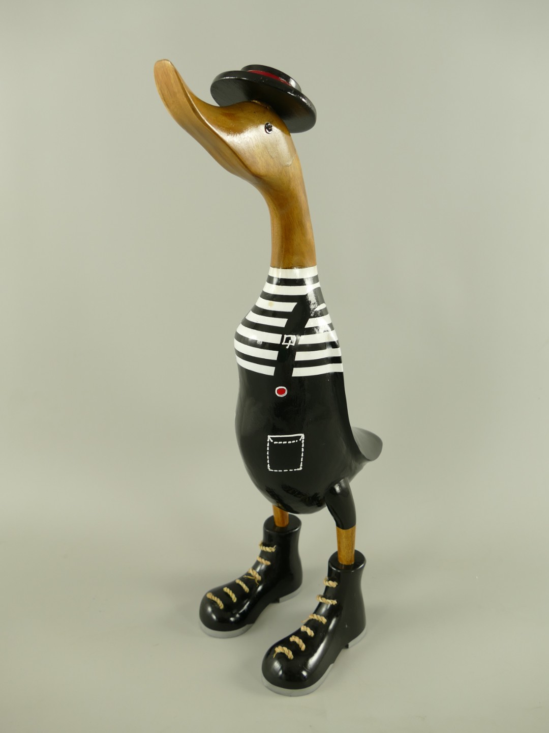 *NT TEAK Ente mit schwarzer Latzhose H.48cm