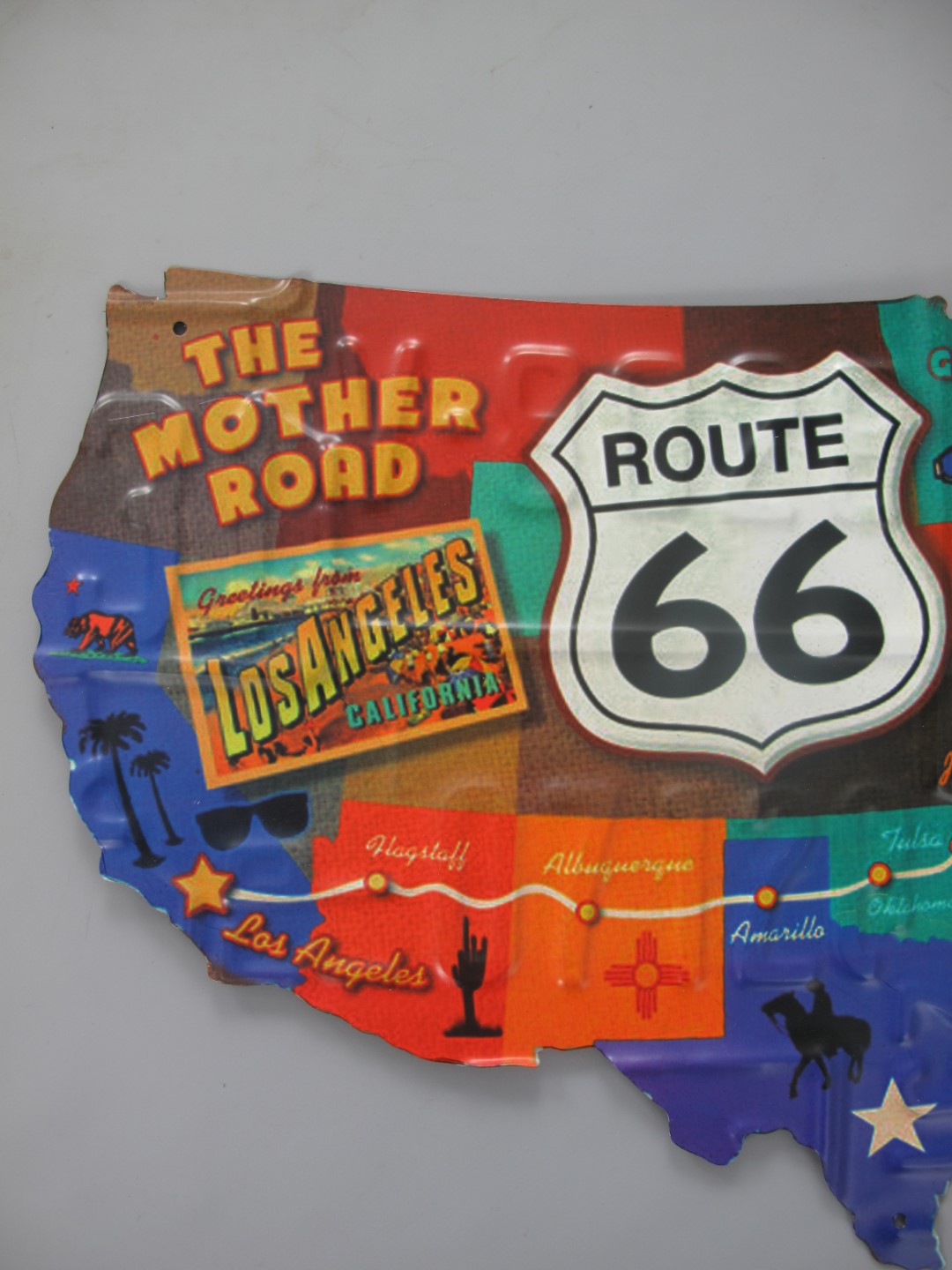 Wandschild(Gestanzt) Eisen Route*66 L.60x36cm