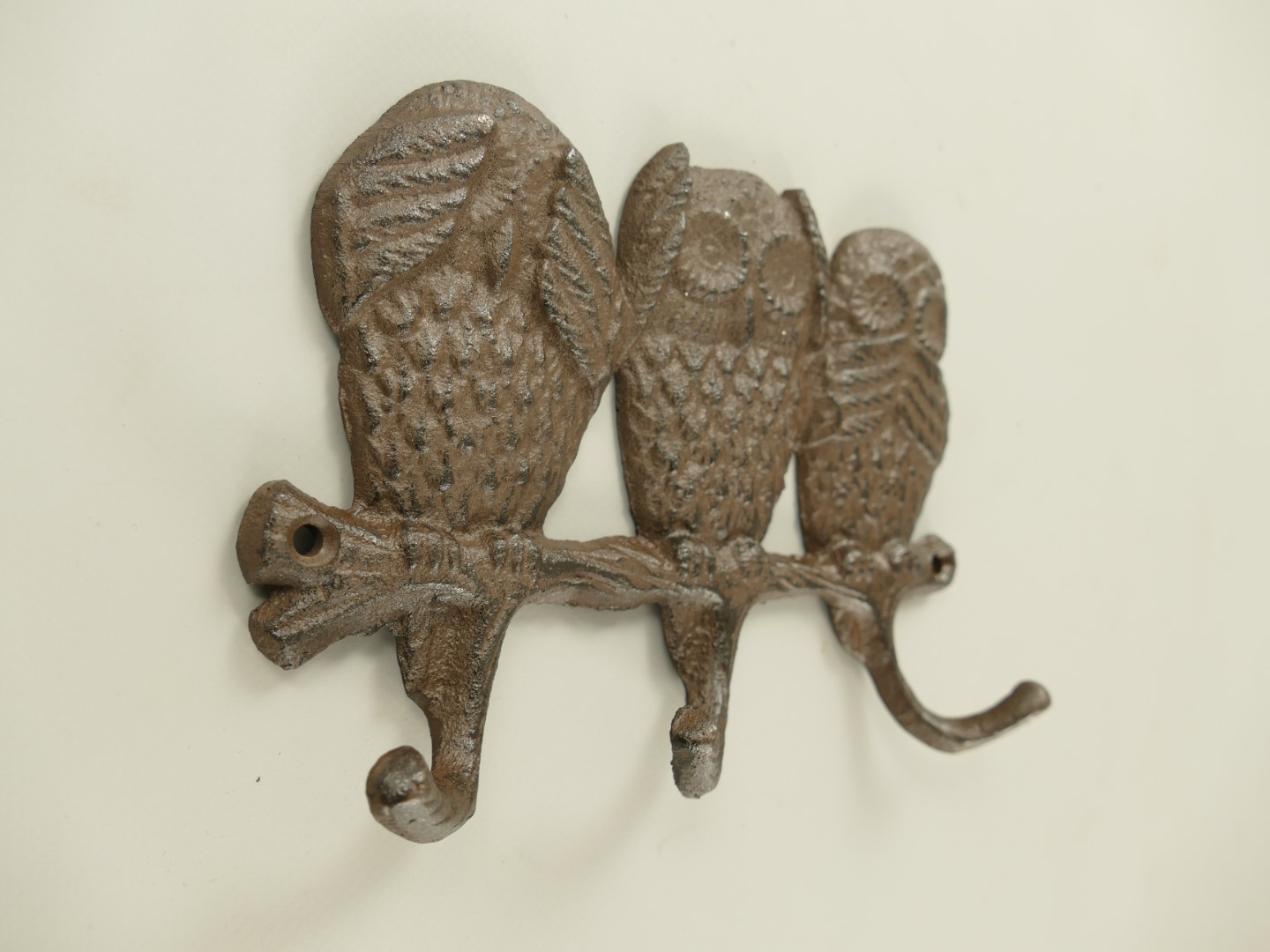 Wandhaken Eule Gußeisen rustikal braun L.19cm