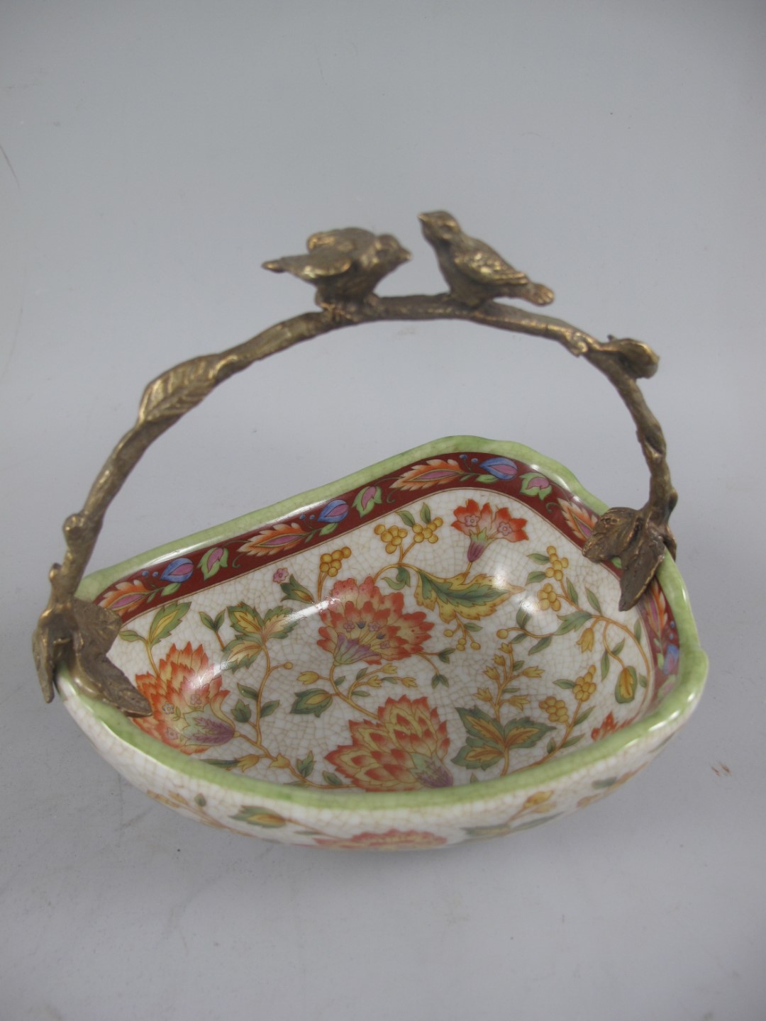 Schale FARBIG!! Porzellan/Messing L.18x15cm