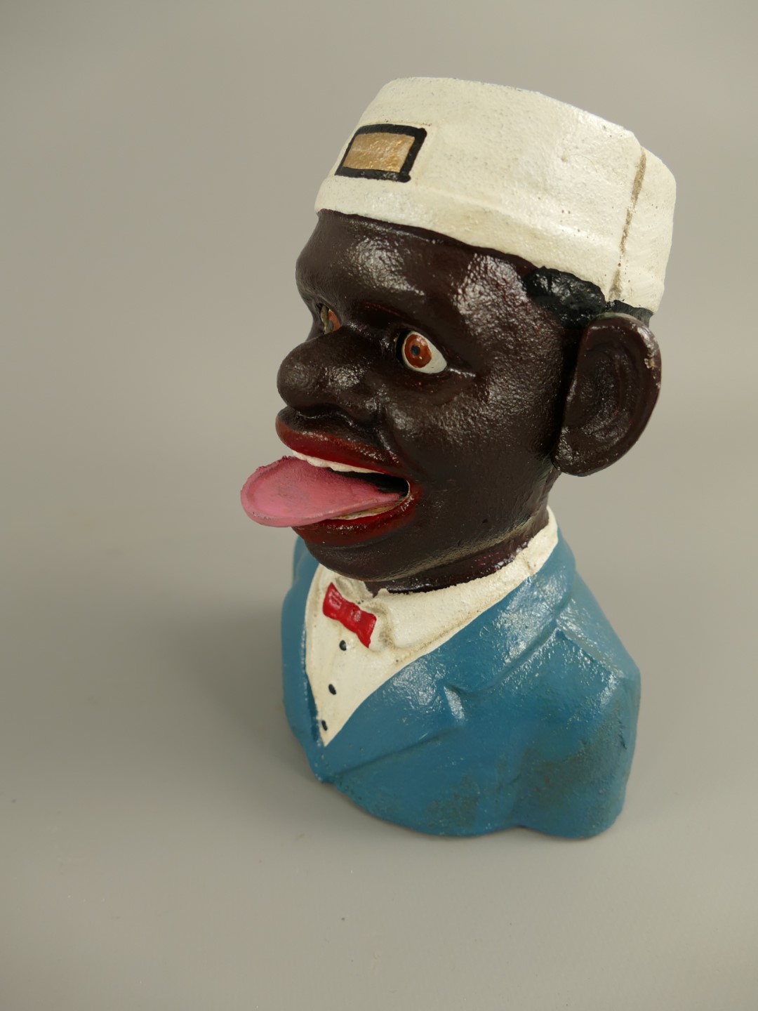 Spardose(Mechan.) Figur Eisen H.18x13cm