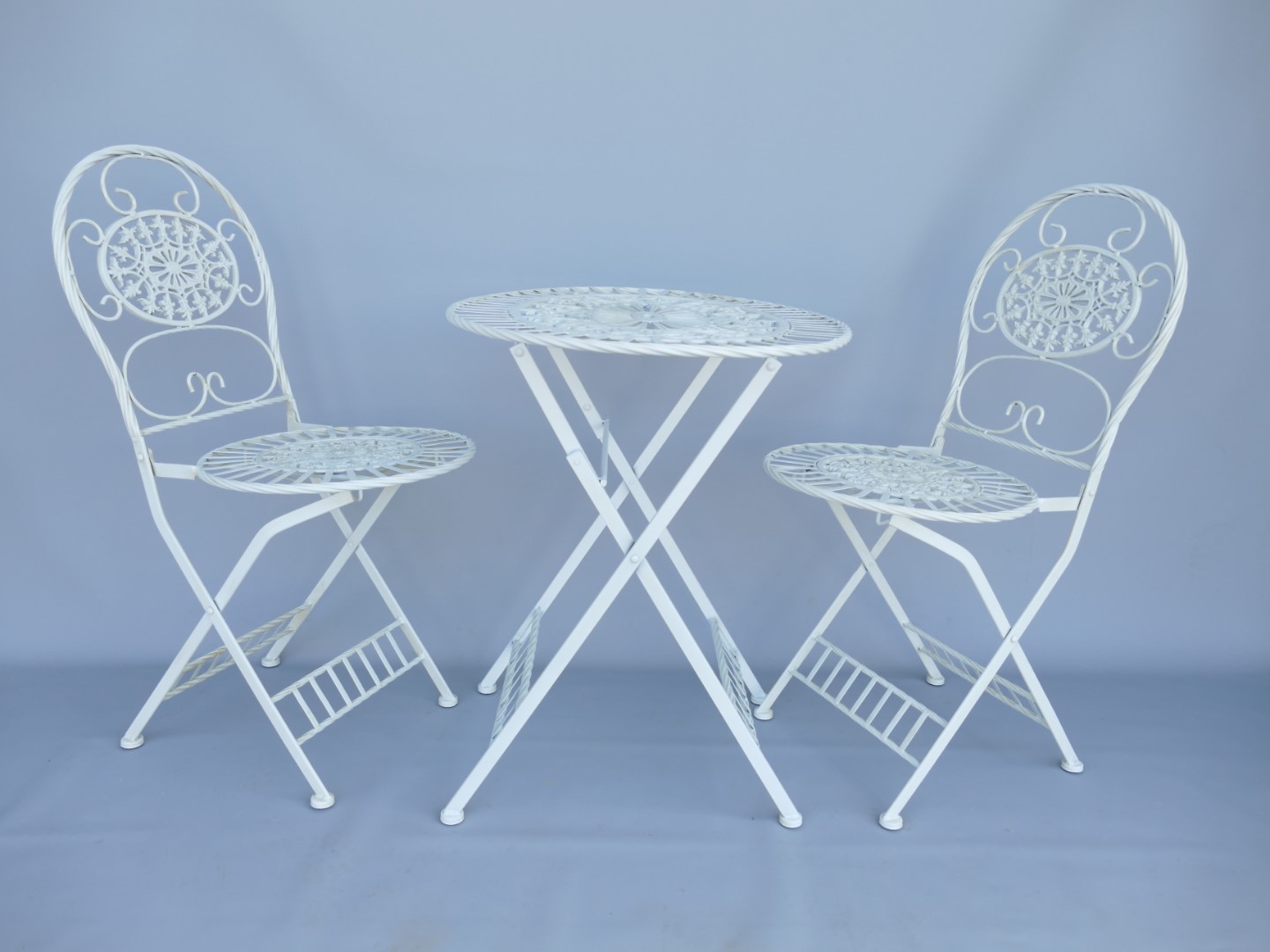 (*)*NT 2xStuhl und Tisch OVAL Gußeisen weiss SET!