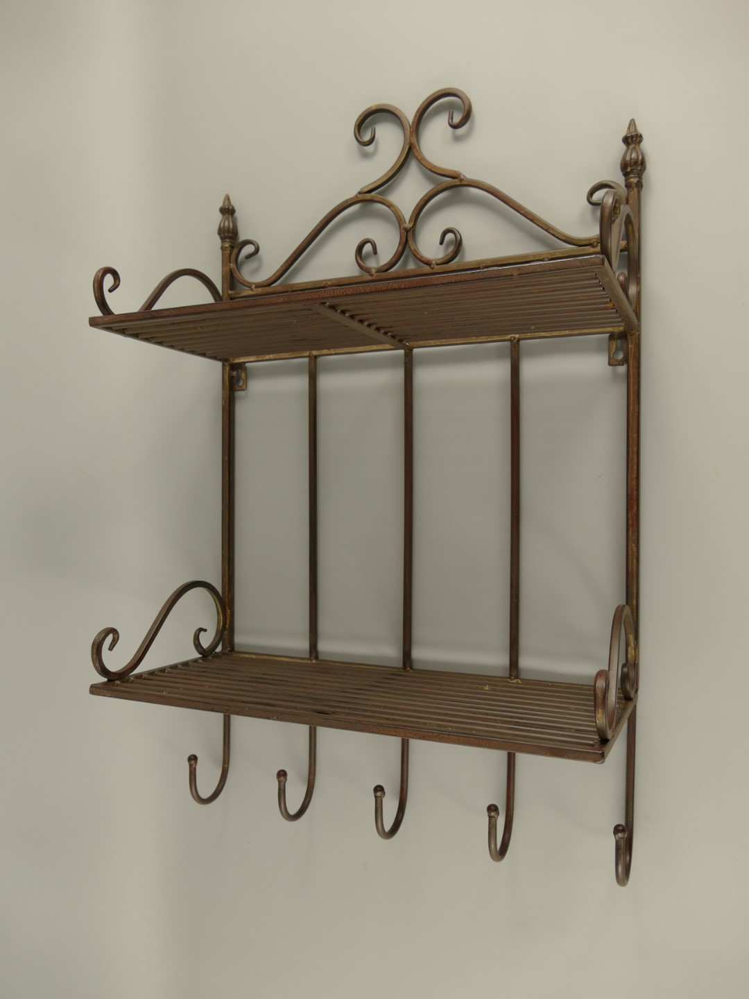 Wandhaken 2-ablagen Eisen RÖSTIG farbig L.42x68cm