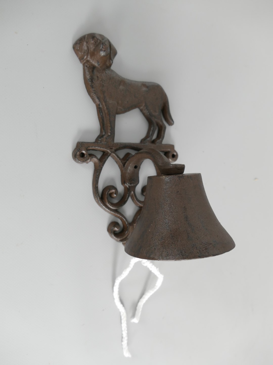 Wandglocke Hund Gußeisen rustikal braun H.24cm