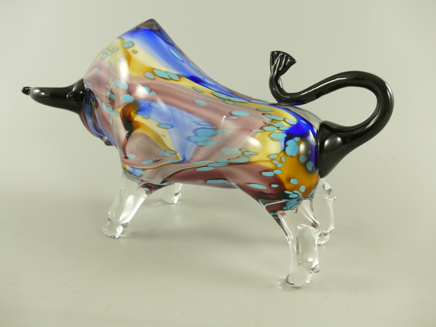 Glasfigur Murano styl Bülle farbe H.38cm