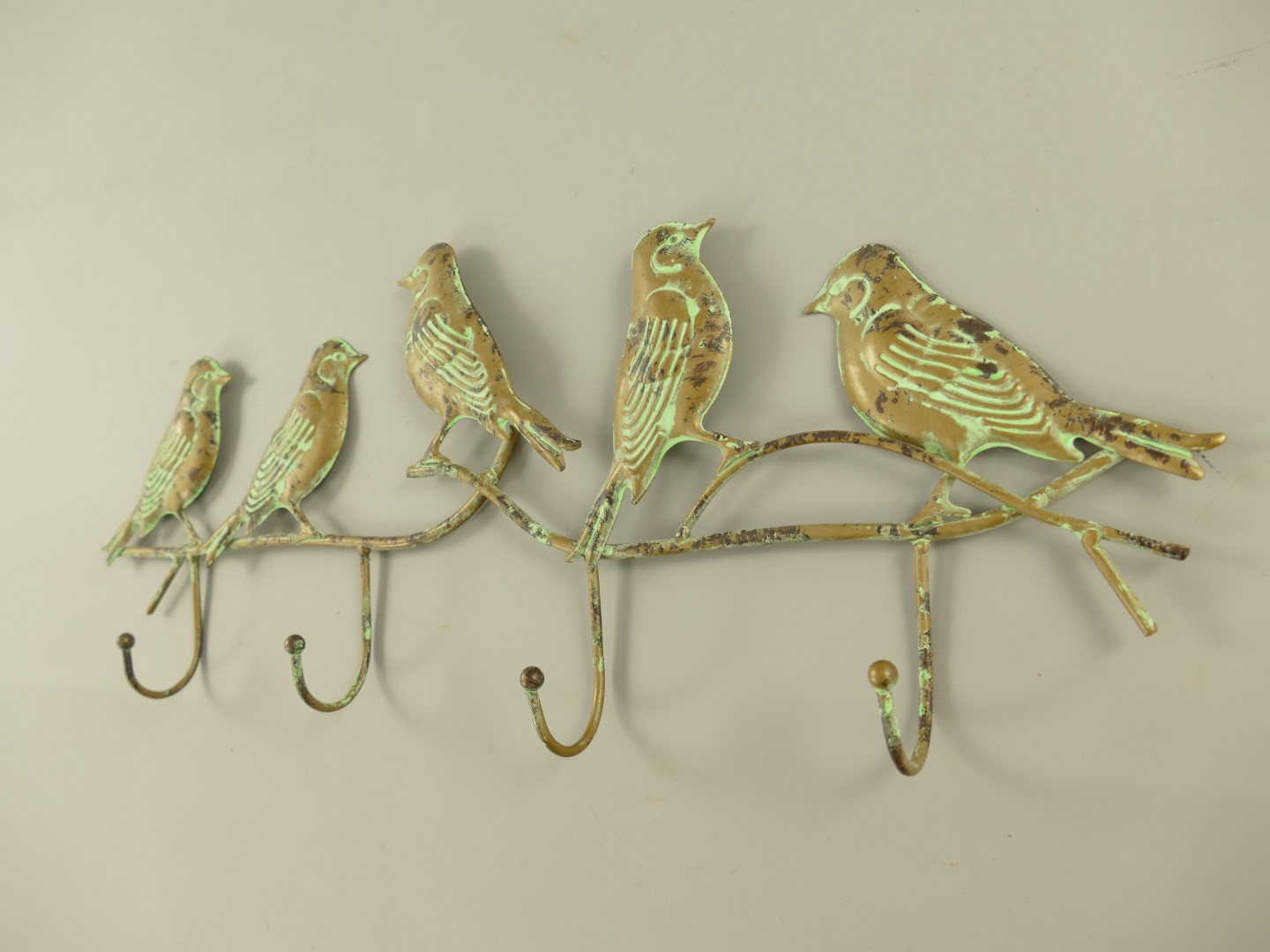 Wandhaken Eisen Vogel Grün farbig L.52cm