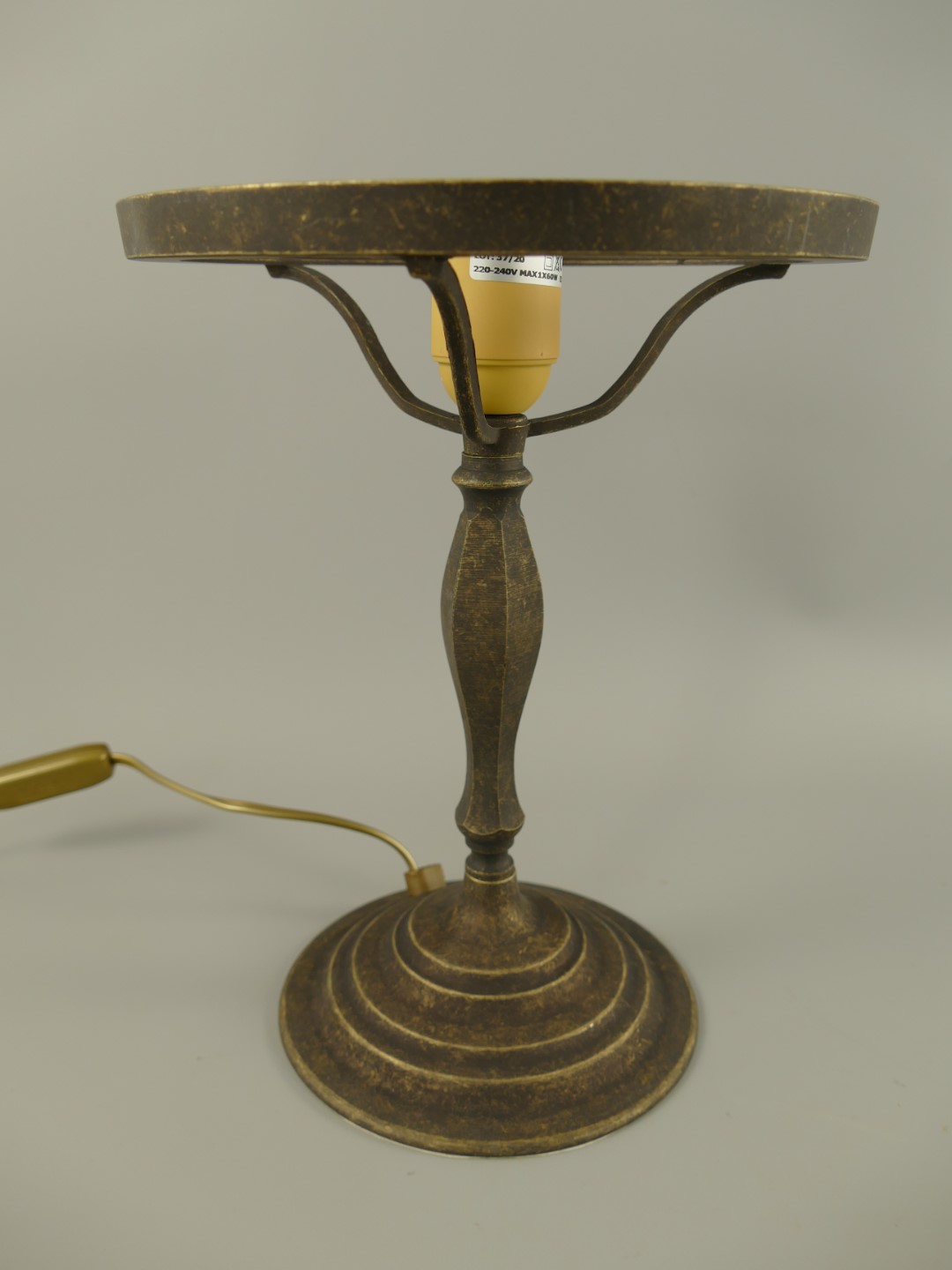 Pilzlampe Messing brün.(Glas farb. weiss)H.37cm