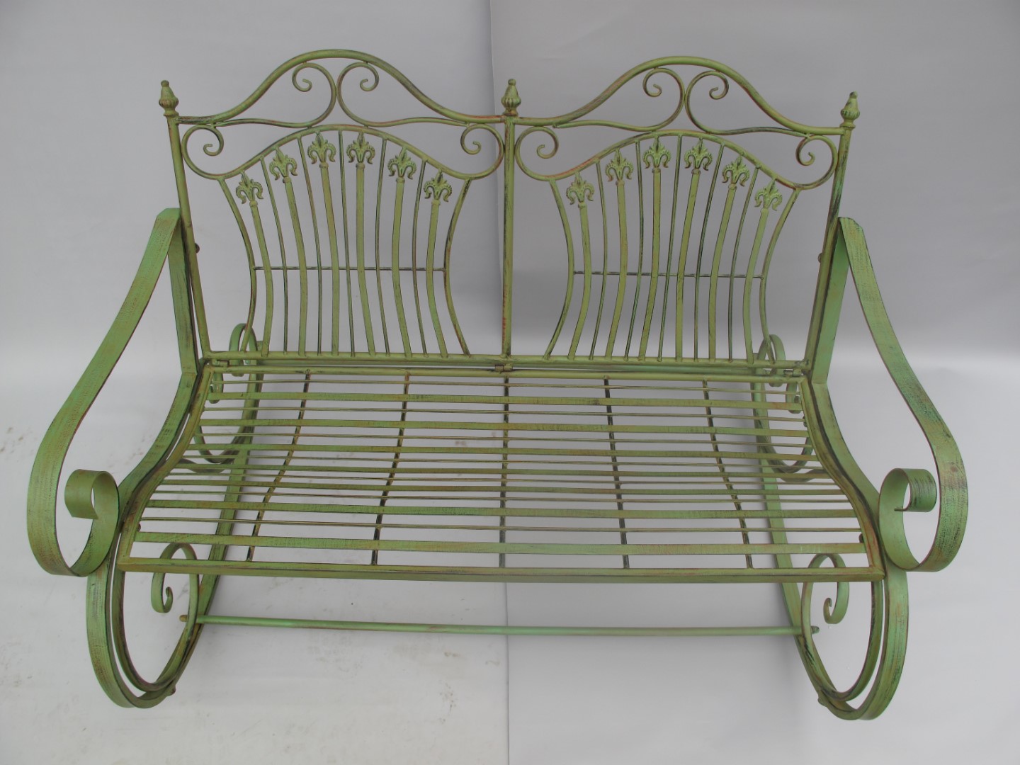 Schaukelbank Eisen rustikal grün L.120-H.90cm